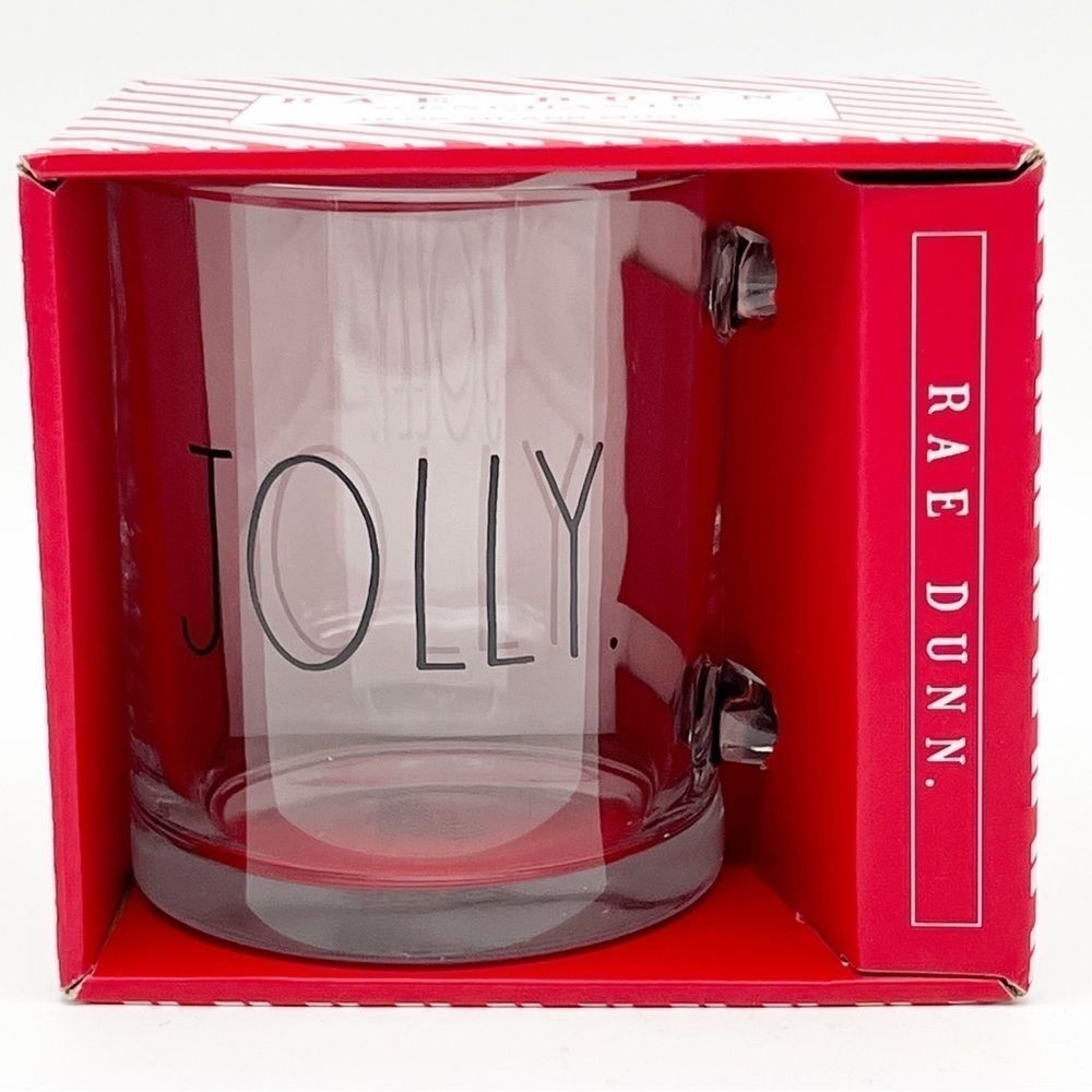 NEW Rae Dunn Jolly Glass Holiday Coffee Tea Large Capacity 18 Oz Mug by Enchante